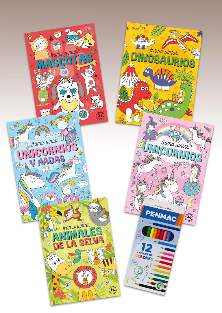 Libros Para Colorear x5 Colección #Amo Pintar