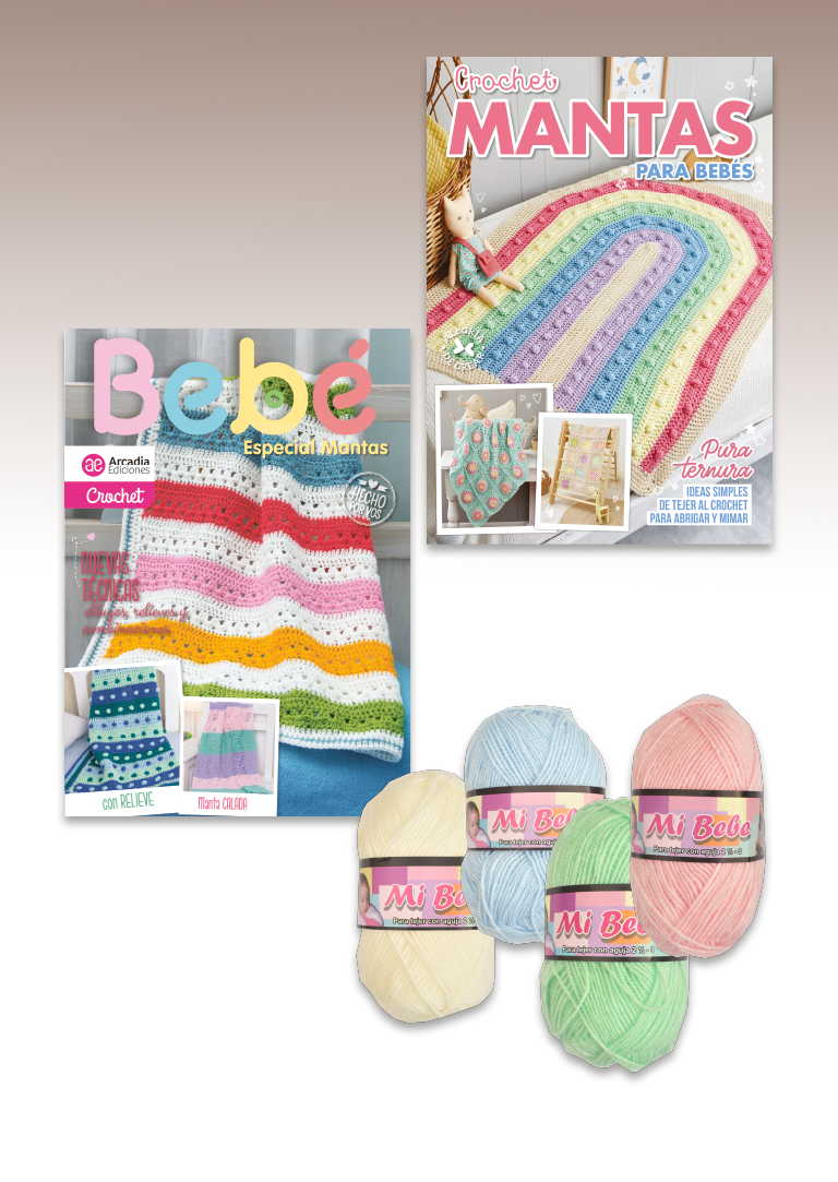 Kit 2 Revistas Crochet Mantas Para Bebé + 4 Ovillos